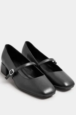 Extra Wide Fit Faux Leather Mary Jane Block Heels