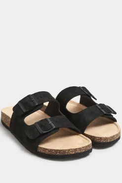 Extra Wide Fit Faux Suede Buckle Strap Footbed Sandals