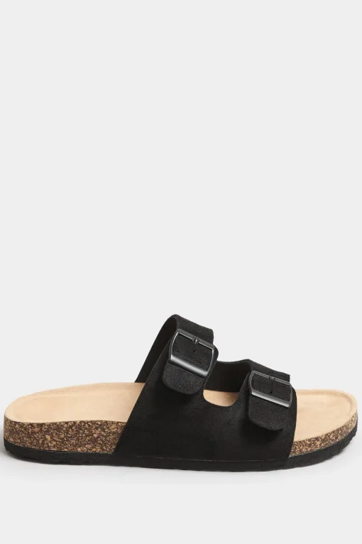 Extra Wide Fit Faux Suede Buckle Strap Footbed Sandals