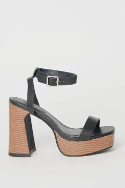 Faith: Ebony High Platform Heeled Sandals
