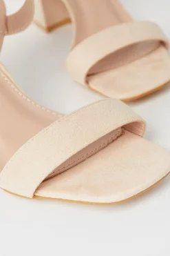 Faith: Eleanor Covered Buckle High Block Heeled Sandals