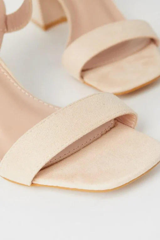 Faith: Eleanor Covered Buckle High Block Heeled Sandals