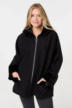 Faux Fur Trim Zip-Up Relaxed Jacket