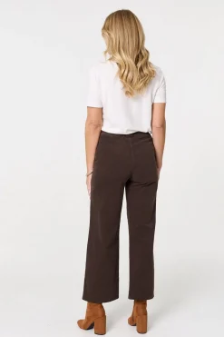Faux Leather Belt Corduroy Trousers