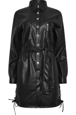 Faux Leather Shirt Dress