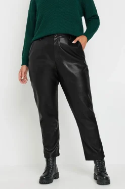 Faux Leather Straight Leg Trousers