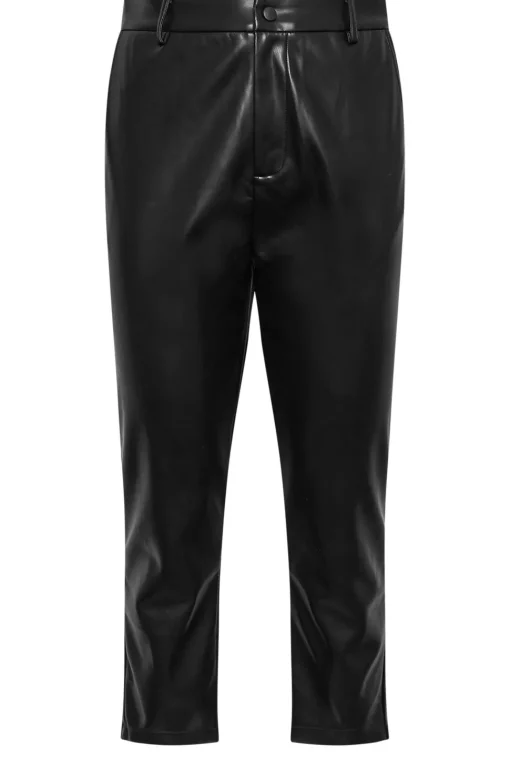 Faux Leather Straight Leg Trousers
