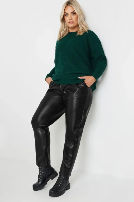 Faux Leather Straight Leg Trousers