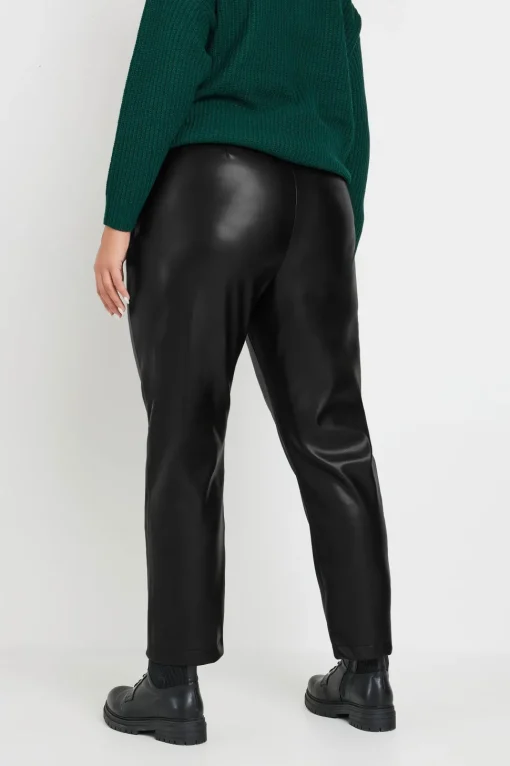 Faux Leather Straight Leg Trousers