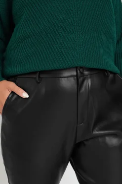 Faux Leather Straight Leg Trousers