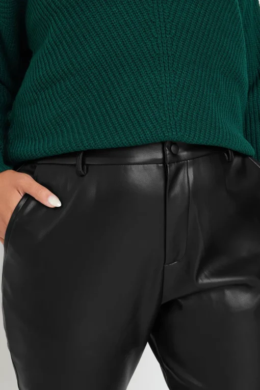 Faux Leather Straight Leg Trousers