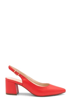 Faux Leather 'Isadora' Mid Block Heel Sling back Court Shoes