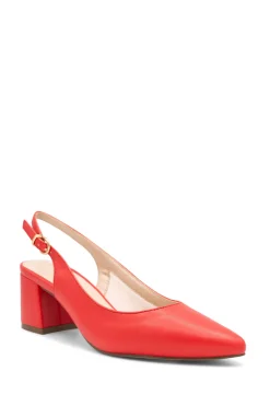 Faux Leather 'Isadora' Mid Block Heel Sling back Court Shoes