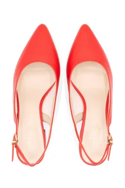 Faux Leather 'Isadora' Mid Block Heel Sling back Court Shoes