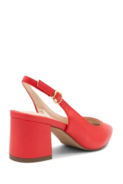 Faux Leather 'Isadora' Mid Block Heel Sling back Court Shoes