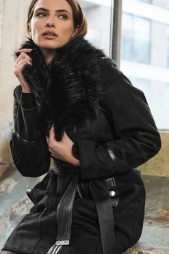 Faux Suede Belted Jacket