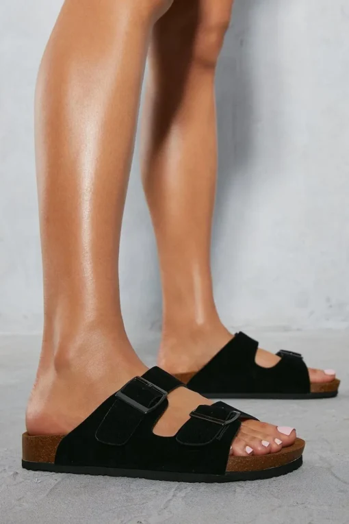 Faux Suede Buckle Sandals
