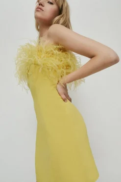 Feather Bandeau Mini Dress