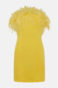 Feather Bandeau Mini Dress