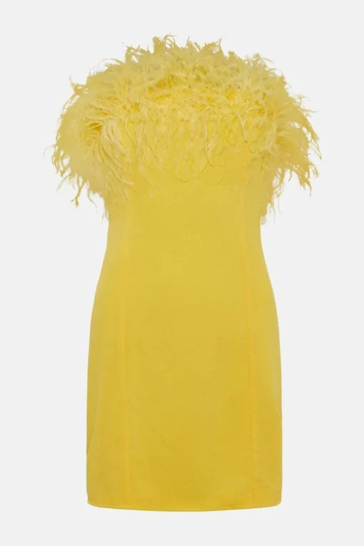 Feather Bandeau Mini Dress
