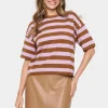 Fikam Short Sleeve Striped Pullover-Striped