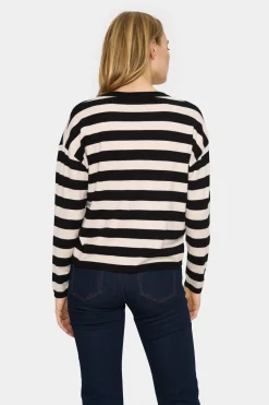 Fikam V-neck Long Sleeve Pullover-Striped