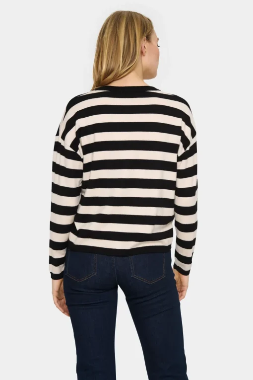 Fikam V-neck Long Sleeve Pullover-Striped