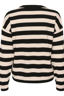 Fikam V-neck Long Sleeve Pullover-Striped