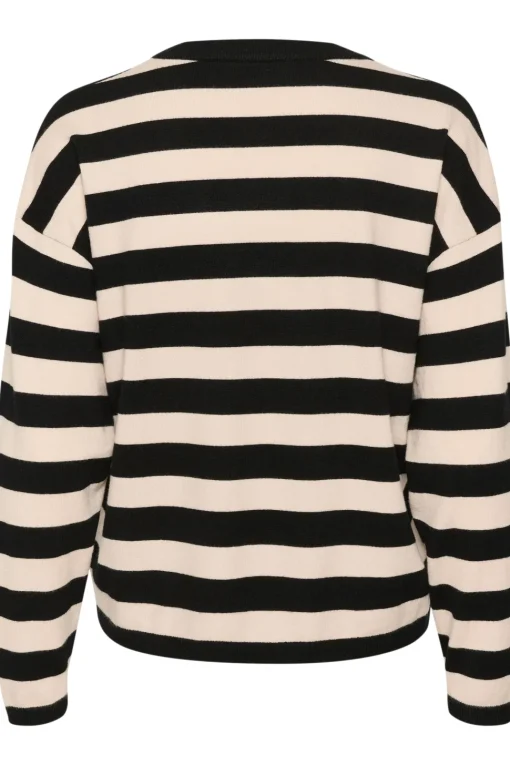 Fikam V-neck Long Sleeve Pullover-Striped