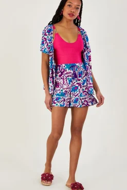 Fire Flower Ikat Print Shorts
