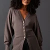 Fit And Flare Plunge V Neck Cardigan