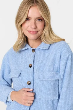 Flannel Cropped Pocket Front Shacket