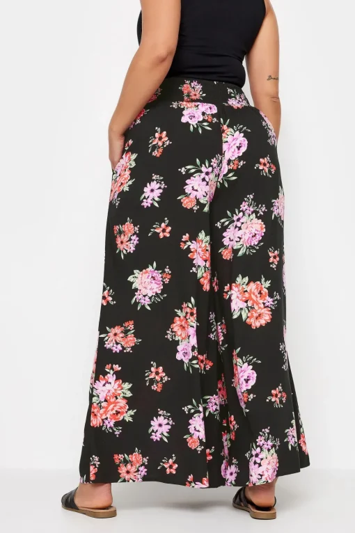 Floral Bloom Print Shirred Wide Leg Trousers