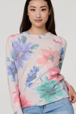 Floral Diamante Detail Long Sleeve Jumper