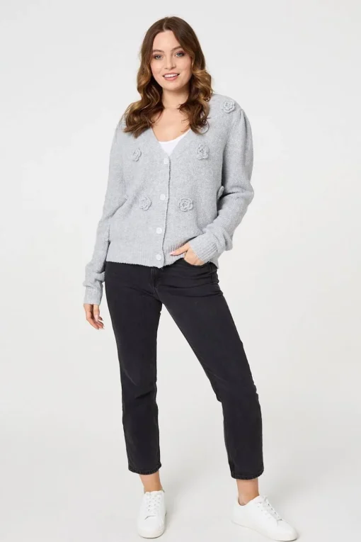 Floral Embroidered Cropped Cardigan