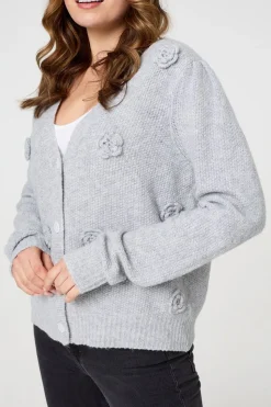 Floral Embroidered Cropped Cardigan