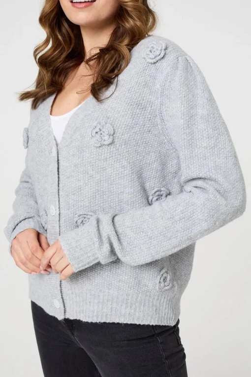 Floral Embroidered Cropped Cardigan