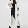 Floral Embroidered Longline Open Cardigan