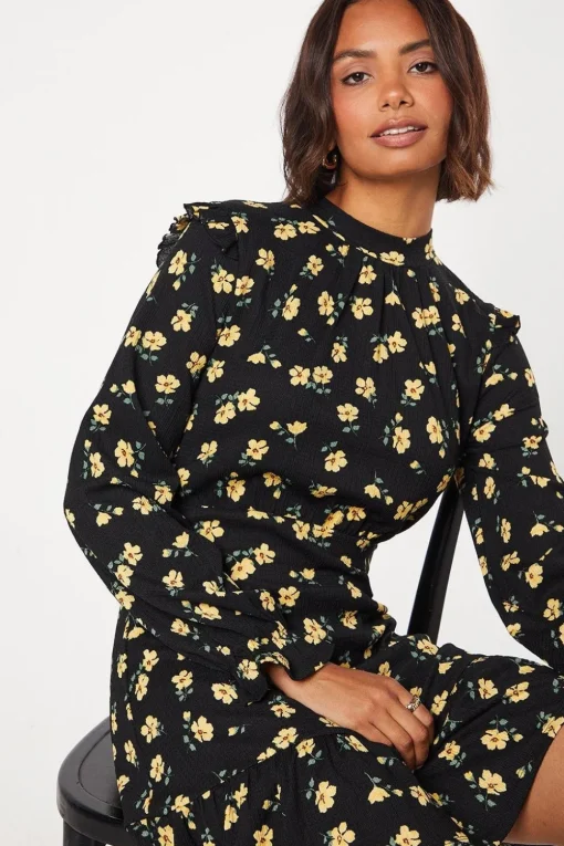 Floral Frill Hem Mini Dress