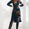 Floral High Neck Midi Dress
