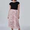 Floral High Waist Pleated Skirt