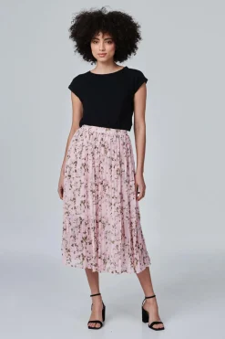 Floral High Waist Pleated Skirt