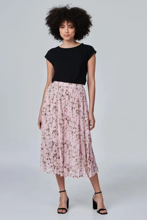 Floral High Waist Pleated Skirt