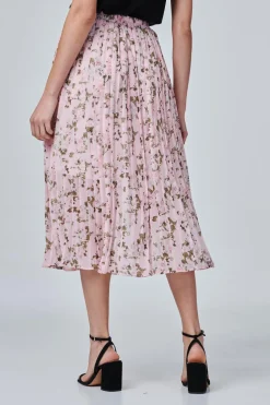 Floral High Waist Pleated Skirt