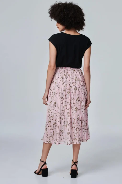 Floral High Waist Pleated Skirt