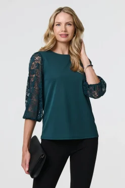 Floral Lace 3/4 Sleeve Blouse