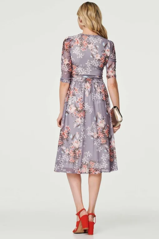Floral Layered V-Neck Midi Dress