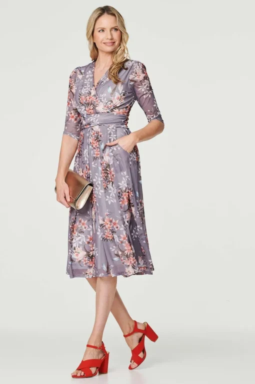 Floral Layered V-Neck Midi Dress
