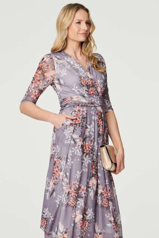 Floral Layered V-Neck Midi Dress