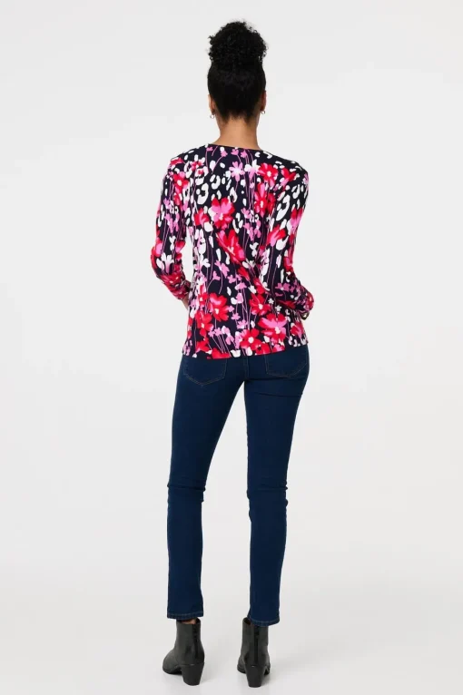 Floral Long Sleeve Scoop Neck Top